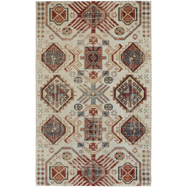 Feizy Nolan Transitional Southwestern, Ivory/Red/Tan, 6'5" x 9'6" Area Rug Easy Care Stain Resistant Fade Resistant Southwestern Diamond Floor Rug for Living room Bedroom