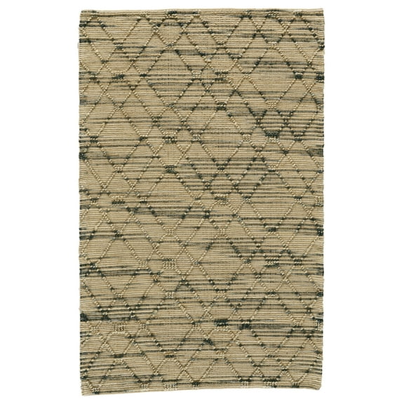Feizy Orchid Bay Transitional Argyle, Tan/Blue, 4'10" x 7'10" Area Rug Kid Friendly Stain Resistant Handmade Mid-Century Modern Diamond Design Carpet for Living Dining Bed Room
