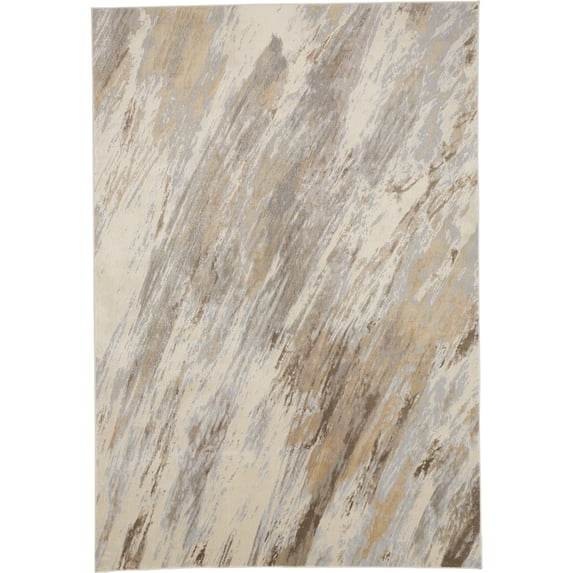 Feizy Parker Transitional Abstract, Ivory/Tan/Brown, 3' 9" x 5' 7" Accent Rug, Sheen, Area Rug for Living Room and Bedroom
