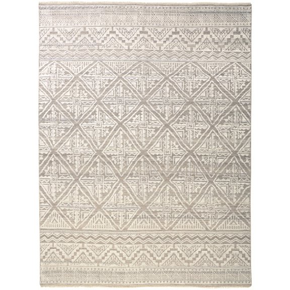 Feizy Payton Transitional Diamond, Ivory/Tan/Gray, 11'6" x 15' Area Rug Sheen Fade Resistant Farmhouse Trellis & Lattice Floor Rug for Living room Bedroom