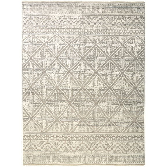 Feizy Payton Transitional Diamond, Ivory/Tan/Gray, 5'6" x 8'6" Area Rug Sheen Fade Resistant Farmhouse Trellis & Lattice Floor Rug for Living room Bedroom