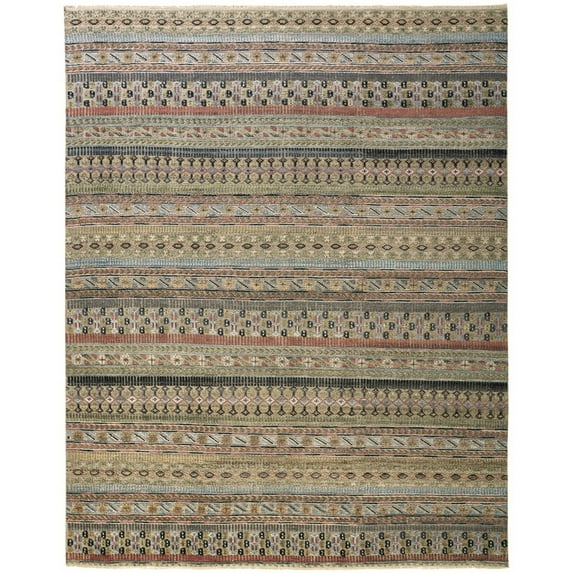 Feizy Payton Transitional Stripes, Tan/Orange/Blue, 2' x 3' Accent Rug Sheen Fade Resistant Global Geometric Floor Rug for Living room Bedroom