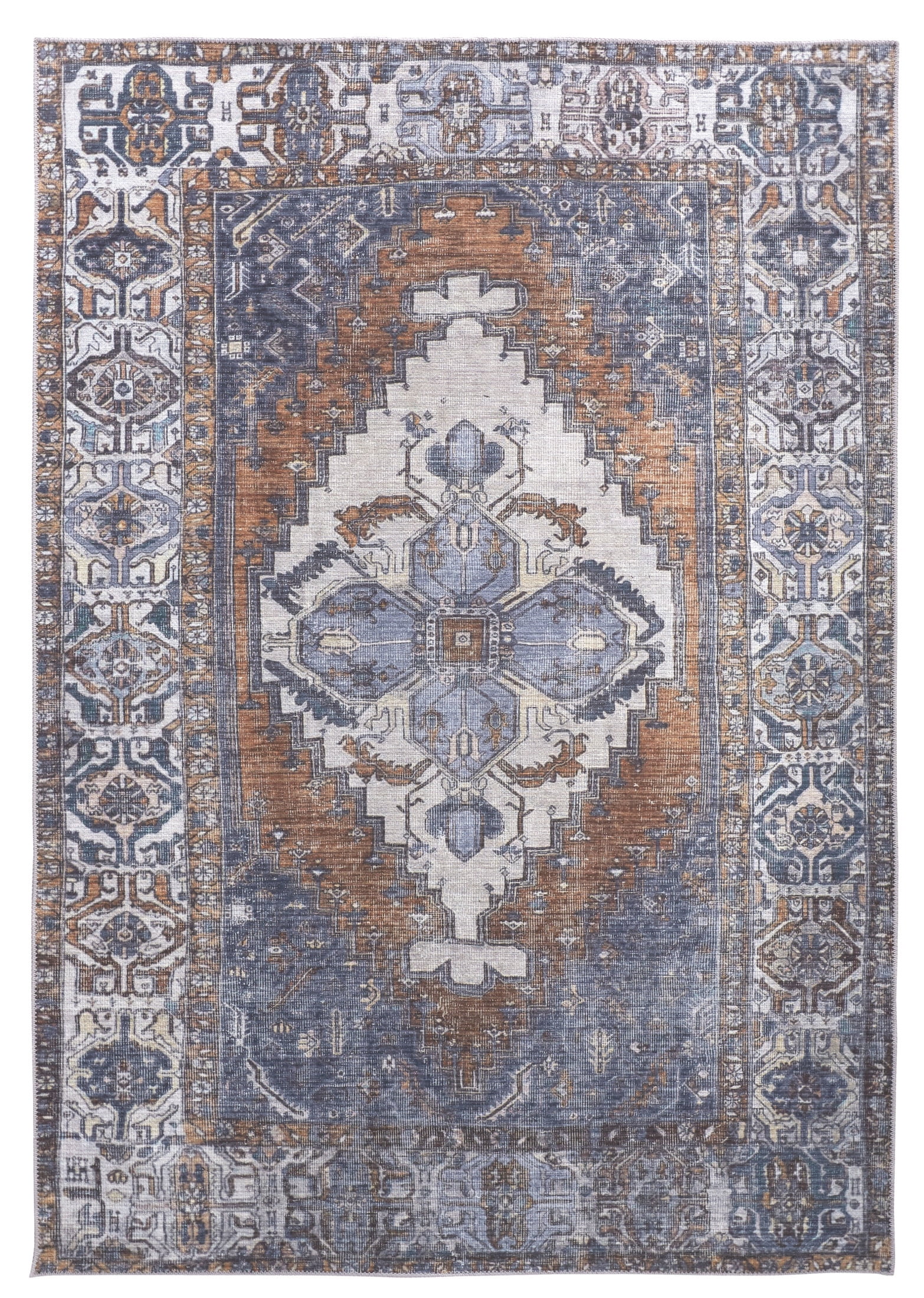 Percy 7'10" x 9'10" Blue and Brown Medallion Area Rug
