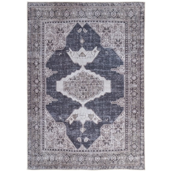 Feizy Percy Transitional Medallion, Gray/Ivory/Taupe, 4' x 6' Accent Rug Easy Care Fade Resistant Sheen Rustic Diamond Design Carpet for Living Dining Bed Room