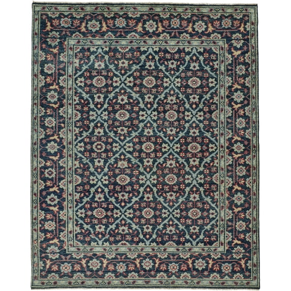 Feizy Piraj Traditional Bordered, Blue/Green/Red, 7'9" x 9'9" Area Rug Stain Water Resistant Pet & Kid Friendly Vintage Persian Design Carpet for Living Dining Bed Room