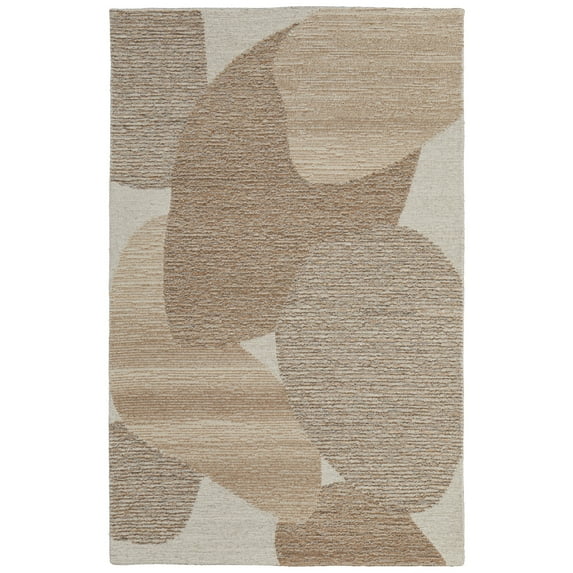 Feizy Pollock Modern Watercolor, Brown/Tan/Ivory, 1'6" x 1'6" Swatch Stain Fade Resistant Kid Friendly Casual Abstract Floor Rug for Living room Bedroom