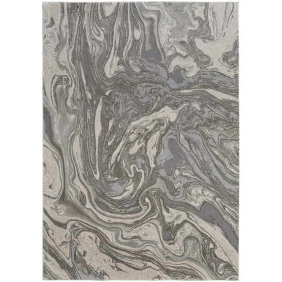 Feizy Prasad Modern Watercolor, Gray/Ivory/Silver, 8' x 11' Area Rug Easy Care Stain Resistant Fade Resistant Casual Floor Rug for Living room Bedroom