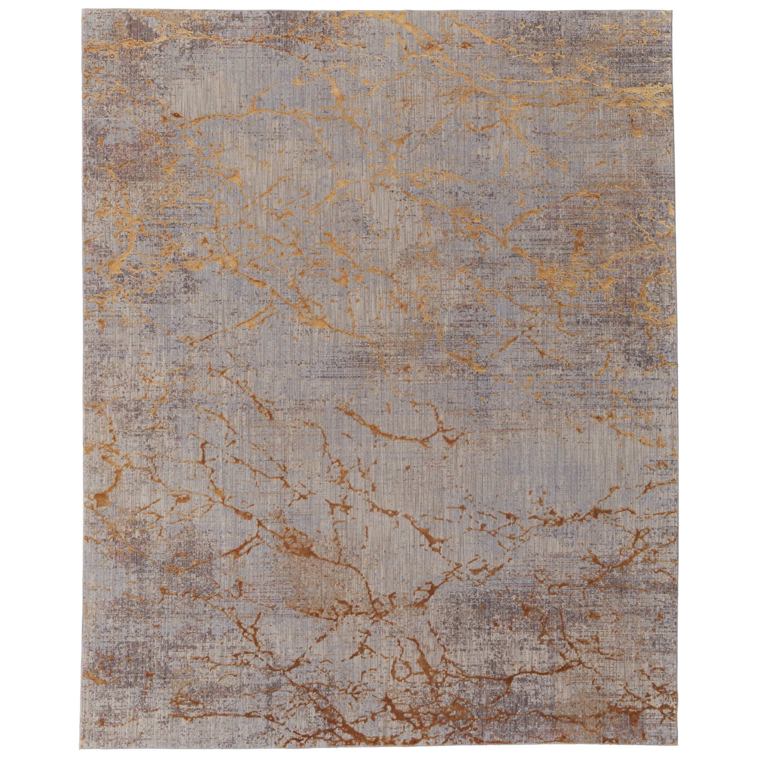 Gray and Gold Rectangular Wool Blend Area Rug, 5' x 8'