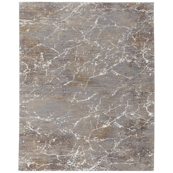 Feizy Pryor Modern Abstract, Taupe/Brown/White, 2' x 3' Accent Rug Sheen Bohemian & Eclectic Watercolor Floor Rug for Living room Bedroom