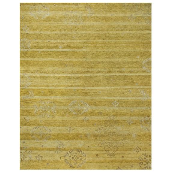 Feizy Qing Transitional Stripes, Gold/Yellow, 5'6" x 8'6" Area Rug Sheen Fade Resistant Casual Oriental Design Carpet for Living Dining Bed Room