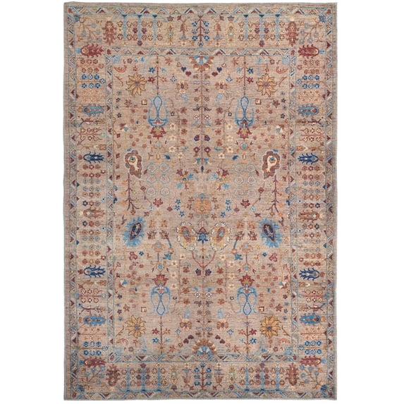 Feizy Rawlins Transitional Moroccan, Tan/Pink/Blue, 7'10" x 9'10" Area Rug Stain Fade Resistant Pet & Kid Friendly Bohemian & Eclectic Floral & Botanical Floor Rug for Living room Bedroom