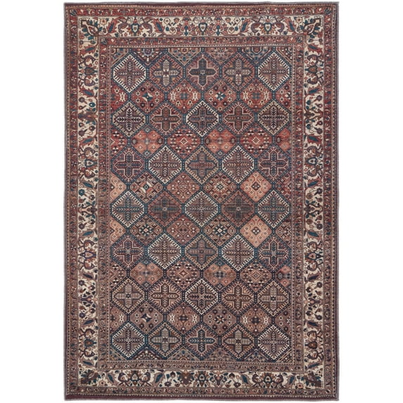 Feizy Rawlins Transitional Oriental, Brown/Red/Ivory, 5'3" x 7'6" Area Rug Stain Fade Resistant Pet & Kid Friendly Vintage Patchwork Floor Rug for Living room Bedroom