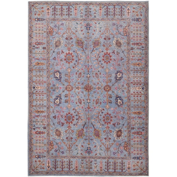 Feizy Rawlins Transitional Oriental, Gray/Blue/Red, 2' x 3' Accent Rug Stain Fade Resistant Pet & Kid Friendly Vintage Floral & Botanical Floor Rug for Living room Bedroom
