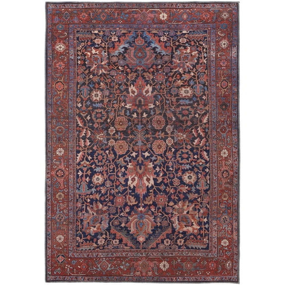 Feizy Rawlins Transitional Oriental, Red/Orange/Blue, 8'10" x 12' Area Rug Stain Fade Resistant Pet & Kid Friendly Vintage Persian Floor Rug for Living room Bedroom