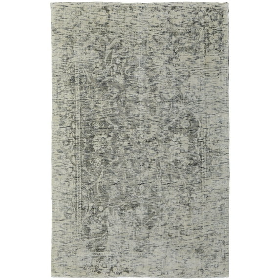 Feizy Reagan Transitional Floral & Botanical, Ivory/Gray, 5' x 8' Area Rug Sheen Fade Resistant Vintage Bordered Design Carpet for Living Dining Bed Room