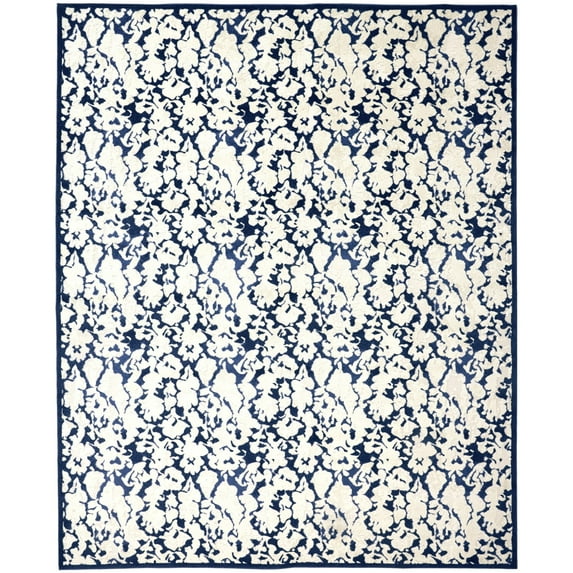 Feizy Remmy Transitional Abstract, Ivory/Blue, 5' x 8' Area Rug Easy Care Stain Resistant Fade Resistant Casual Damask Floor Rug for Living room Bedroom