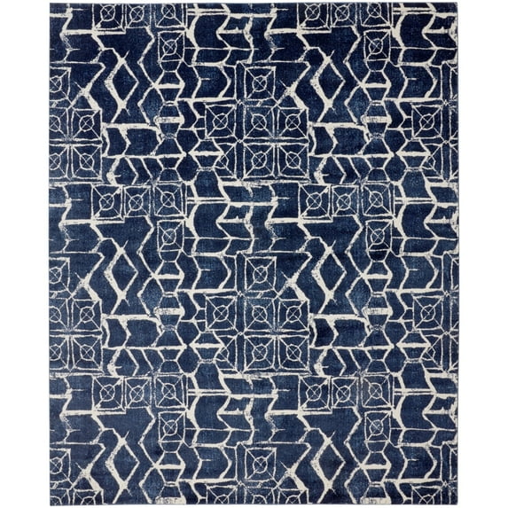 Feizy Remmy Transitional Geometric, Blue/Ivory, 5' x 8' Area Rug Easy Care Stain Resistant Fade Resistant Farmhouse Floor Rug for Living room Bedroom