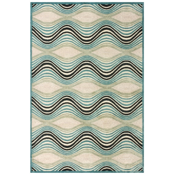 Feizy Saphir Cabo Modern Chevron, Blue/Ivory, 2'2" x 4' Accent Rug Sheen Fade Resistant Global Trellis & Lattice Design Carpet for Living Dining Bed Room