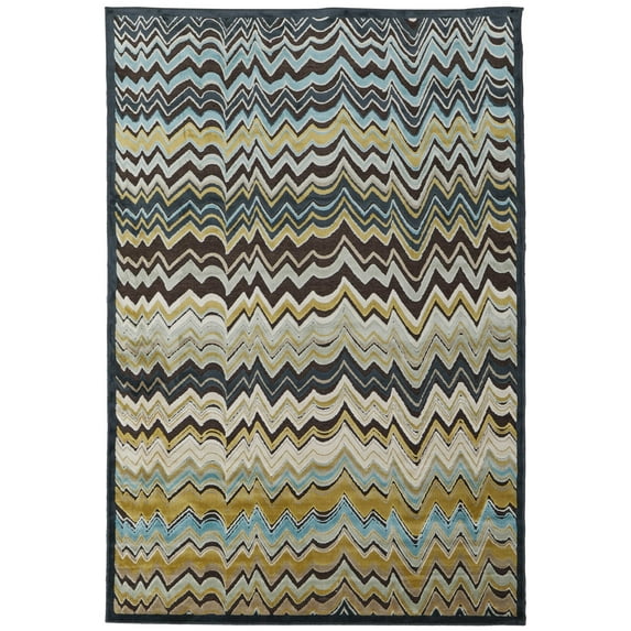 Feizy Saphir Cabo Modern Chevron, Brown/Gold, 2'2" x 4' Accent Rug Sheen Fade Resistant Bohemian & Eclectic Houndstooth Design Carpet for Living Dining Bed Room