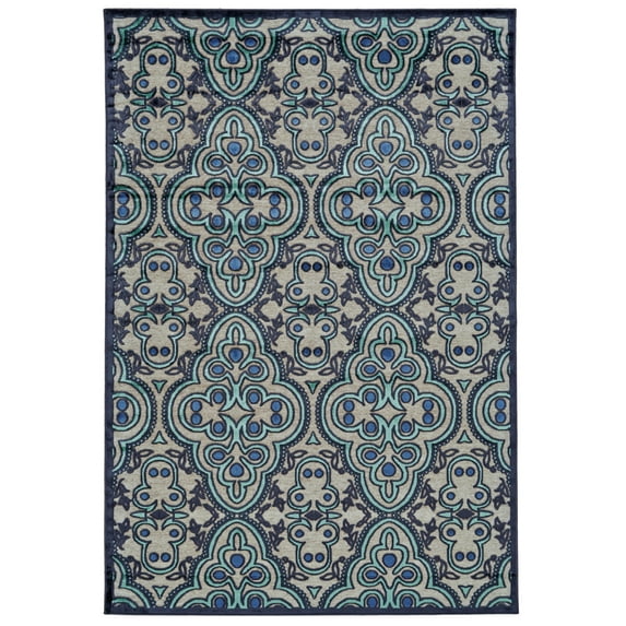 Feizy Saphir Callo Modern Damask, Tan/Taupe/Blue, 2'2" x 4' Accent Rug Sheen Fade Resistant Bohemian & Eclectic Ikat Design Carpet for Living Dining Bed Room