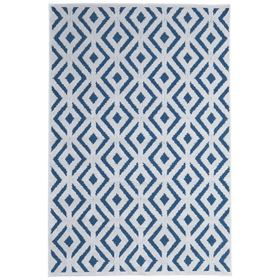 Feizy Saphir Mira Modern Solid, Blue/Green/White, 9'8" x 12'7" Area Rug Sheen Fade Resistant Farmhouse Diamond Floor Rug for Living room Bedroom