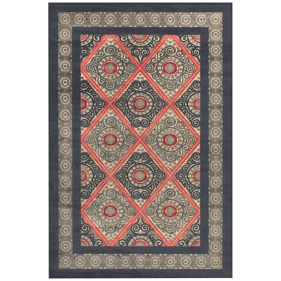 Feizy Saphir Obzeet Modern Paisley, Gray/Taupe/Red, 5'3" x 7'6" Area Rug Sheen Cottage Design Carpet for Living Dining Bed Room