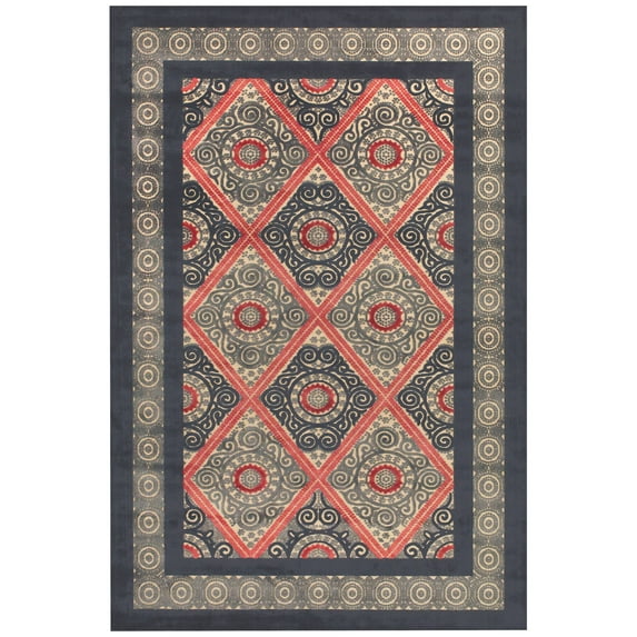 Feizy Saphir Obzeet Modern Paisley, Gray/Taupe/Red, 7'6" x 10'6" Area Rug Sheen Cottage Design Carpet for Living Dining Bed Room