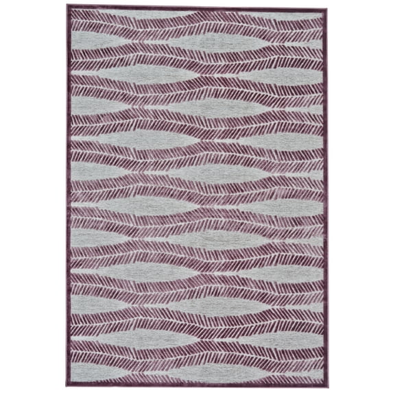 Feizy Saphir Rubus Modern Abstract, Gray/Purple, 7'6" x 10'6" Area Rug Sheen Mid-Century Modern Chevron Design Carpet for Living Dining Bed Room
