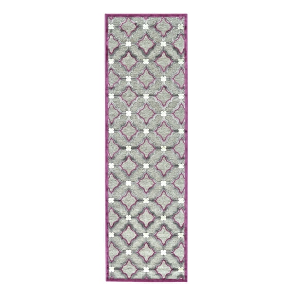 Feizy Saphir Rubus Modern Geometric, Taupe/Gray/Purple, 2'6" x 8' Runner Sheen Mid-Century Modern Abstract Design Carpet for Living Dining Bed Room