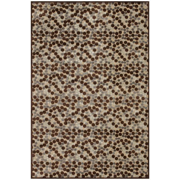 Feizy Saphir Transitional Abstract, Tan/Brown, 7'6" x 7'6" Round Rug Sheen Casual Animal Print Design Carpet for Living Dining Bed Room