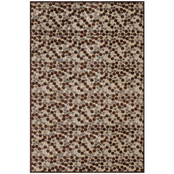 Feizy Saphir Transitional Abstract, Tan/Brown, 7'6" x 7'6" Round Rug Sheen Casual Animal Print Design Carpet for Living Dining Bed Room