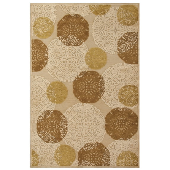 Feizy Saphir Transitional Polka Dots, Tan/Brown/Ivory, 7'6" x 10'6" Area Rug Sheen Casual Distressed Design Carpet for Living Dining Bed Room
