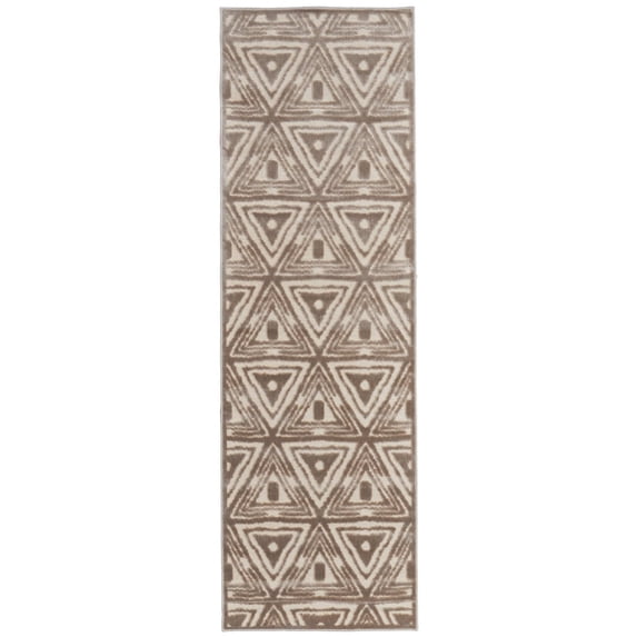 Feizy Saphir Zam Modern Geometric, Tan/Brown/Taupe, 2' 6" x 8' Runner, Sheen, Area Rug for Living Room and Bedroom