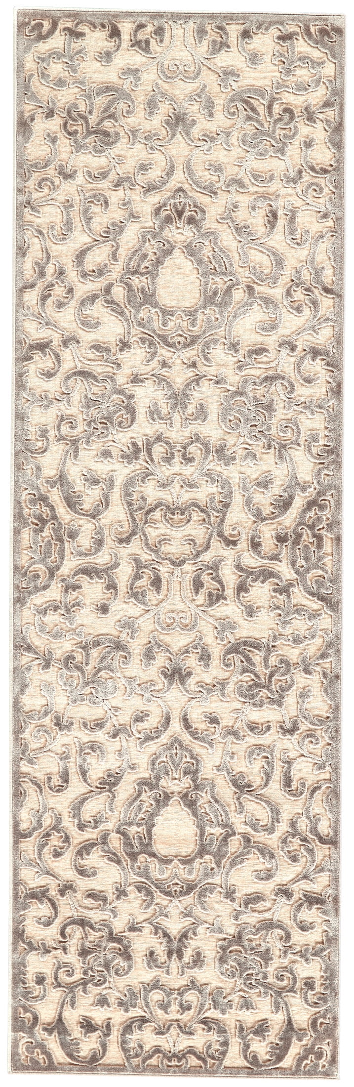 Feizy Saphir Zam Transitional Floral & Botanical, Tan/Taupe, 2'6" x 8