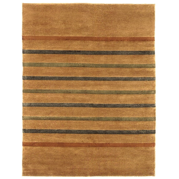 Feizy Sausalito Transitional Stripes, Brown/Green/Blue, 8' x 11' Area Rug Sheen Handmade Casual Geometric Design Carpet for Living Dining Bed Room
