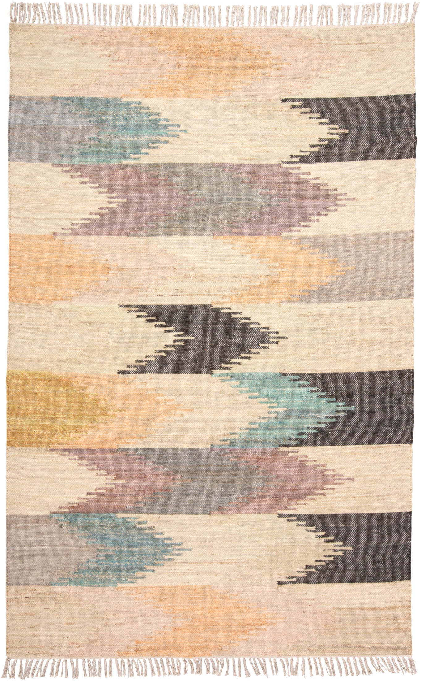 Cara Southwestern Blue Geometric Wool 9' x 12' Dhurrie Rug