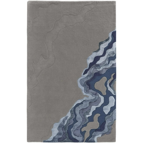 Feizy Serrano Transitional Abstract, Gray/Taupe/Blue, 10' x 14' Area Rug Sheen Industrial Watercolor Floor Rug for Living room Bedroom