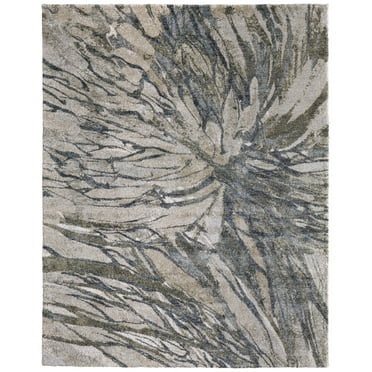 Feizy Skyview Modern Abstract, Gray/Green/Ivory, 1'8" x 2'10" Accent Rug Easy Care Stain Resistant Pet & Kid Friendly Bohemian & Eclectic Stripes Design Carpet for Living Dining Bed Room