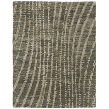 Feizy Skyview Modern Abstract, Green/Tan, 1'8" x 2'10" Accent Rug Easy Care Stain Resistant Pet & Kid Friendly Industrial Stripes Design Carpet for Living Dining Bed Room