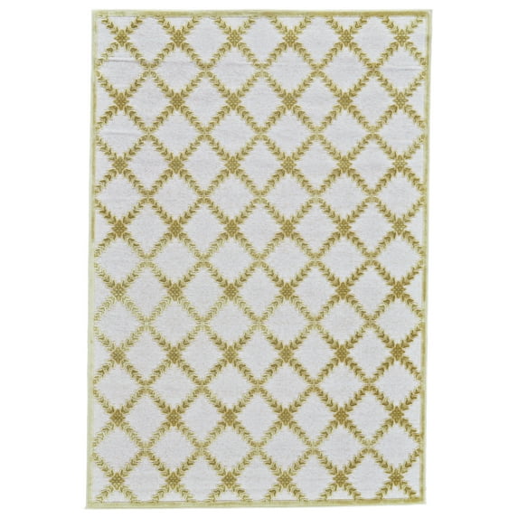 Feizy SohoMah Transitional Diamond, Ivory/Gold, 7'6" x 10'6" Area Rug Sheen Cottage Trellis & Lattice Design Carpet for Living Dining Bed Room
