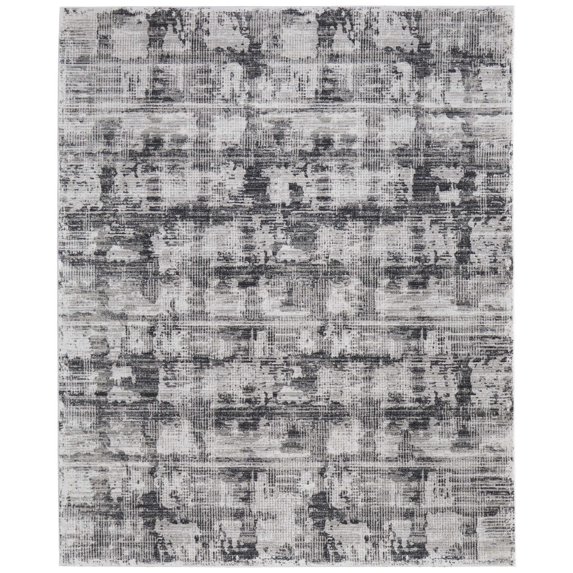 Feizy Sonora Modern Abstract, Gray/Ivory, 1'6" x 1'6" Swatch Easy Care Stain Resistant Fade Resistant Industrial Plaid Floor Rug for Living room Bedroom