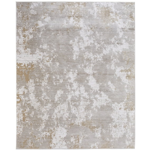 Feizy Sonora Modern Abstract, Gray/Ivory/Brown, 1'6" x 1'6" Swatch Easy Care Stain Resistant Fade Resistant Bohemian & Eclectic Watercolor Floor Rug for Living room Bedroom
