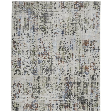 Feizy Sonora Modern Abstract, Ivory/Green/Blue, 2' x 3' Accent Rug Easy Care Stain Resistant Fade Resistant Casual Color Block Design Carpet for Living Dining Bed Room