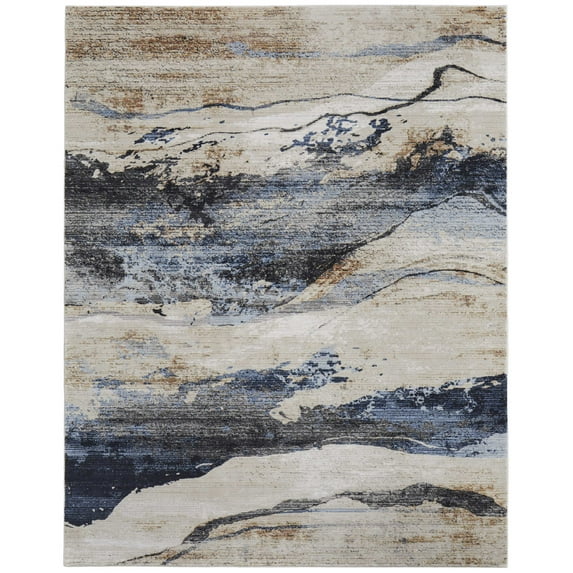 Feizy Sonora Modern Abstract, Tan/Blue/Gray, 7' 10" x 10' 3" Area Rug, Easy Care Stain Resistant Fade Resistant, Area Rug for Living Room and Bedroom