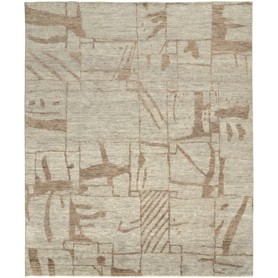 Feizy Sutton Transitional Abstract, Tan/Orange, 5'6" x 8'6" Area Rug Stain Resistant Pet & Kid Friendly Handmade Industrial Geometric Design Carpet for Living Dining Bed Room