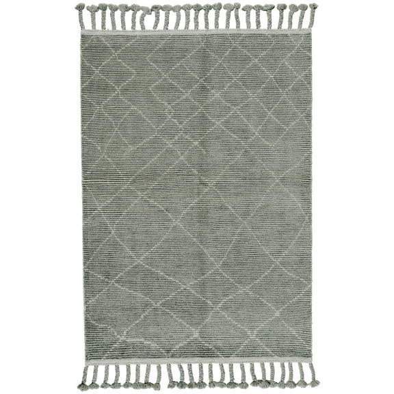 Feizy Twain Transitional Diamond, Green/Gray/Ivory, 4' x 6' Accent Rug Easy Care Stain Resistant Kid Friendly Global Argyle Floor Rug for Living room Bedroom