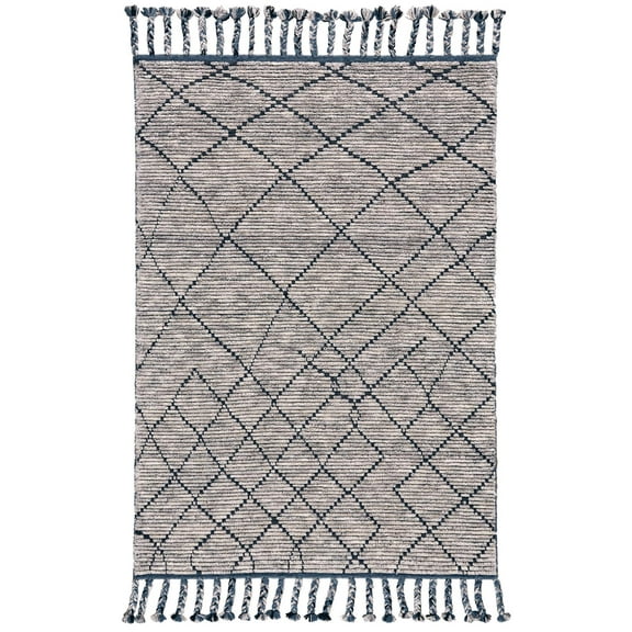 Feizy Twain Transitional Diamond, Taupe/Blue/White, 5'6" x 8'6" Area Rug Easy Care Stain Resistant Kid Friendly Global Argyle Design Carpet for Living Dining Bed Room