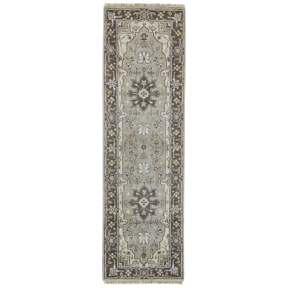 Feizy Ustad Traditional Persian, Gray/Taupe/Blue, 2' 6" x 8' Runner, Stain Fade Resistant Easy Care, Area Rug for Living Room and Bedroom