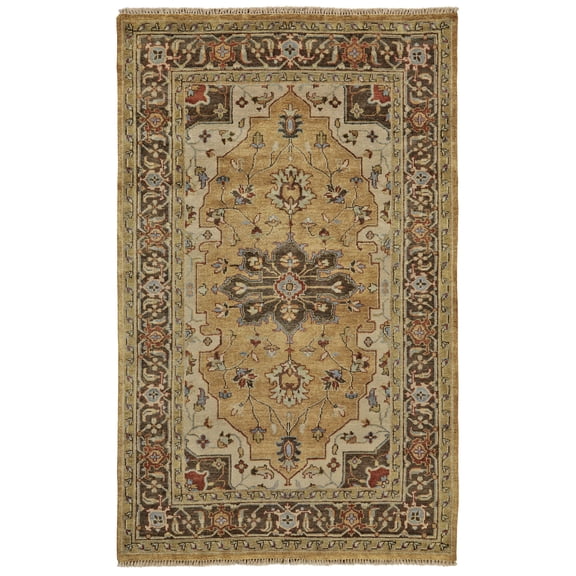 Feizy Ustad Traditional Persian, Tan/Gold/Taupe, 2' x 3' Accent Rug Water Resistant Stain Resistant Fade Resistant Classic Oriental Design Carpet for Living Dining Bed Room