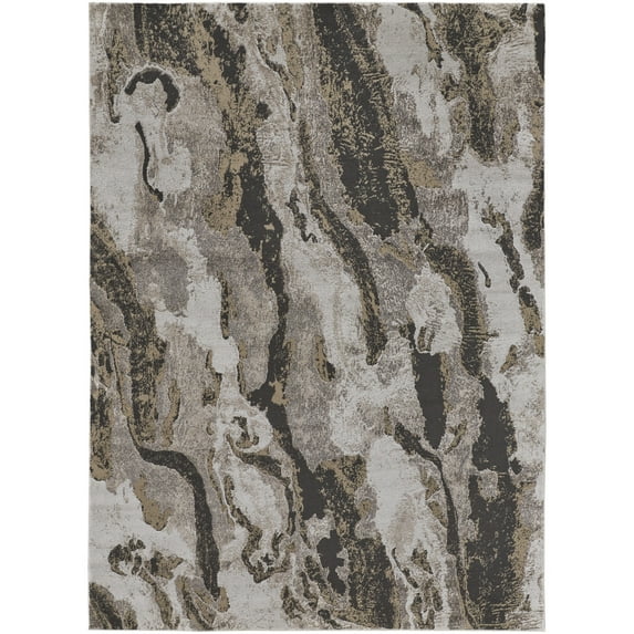 Feizy Vancouver Modern Abstract, Ivory/Brown/Taupe, 12' x 15' Area Rug Easy Care Stain Resistant Bohemian & Eclectic Floor Rug for Living room Bedroom